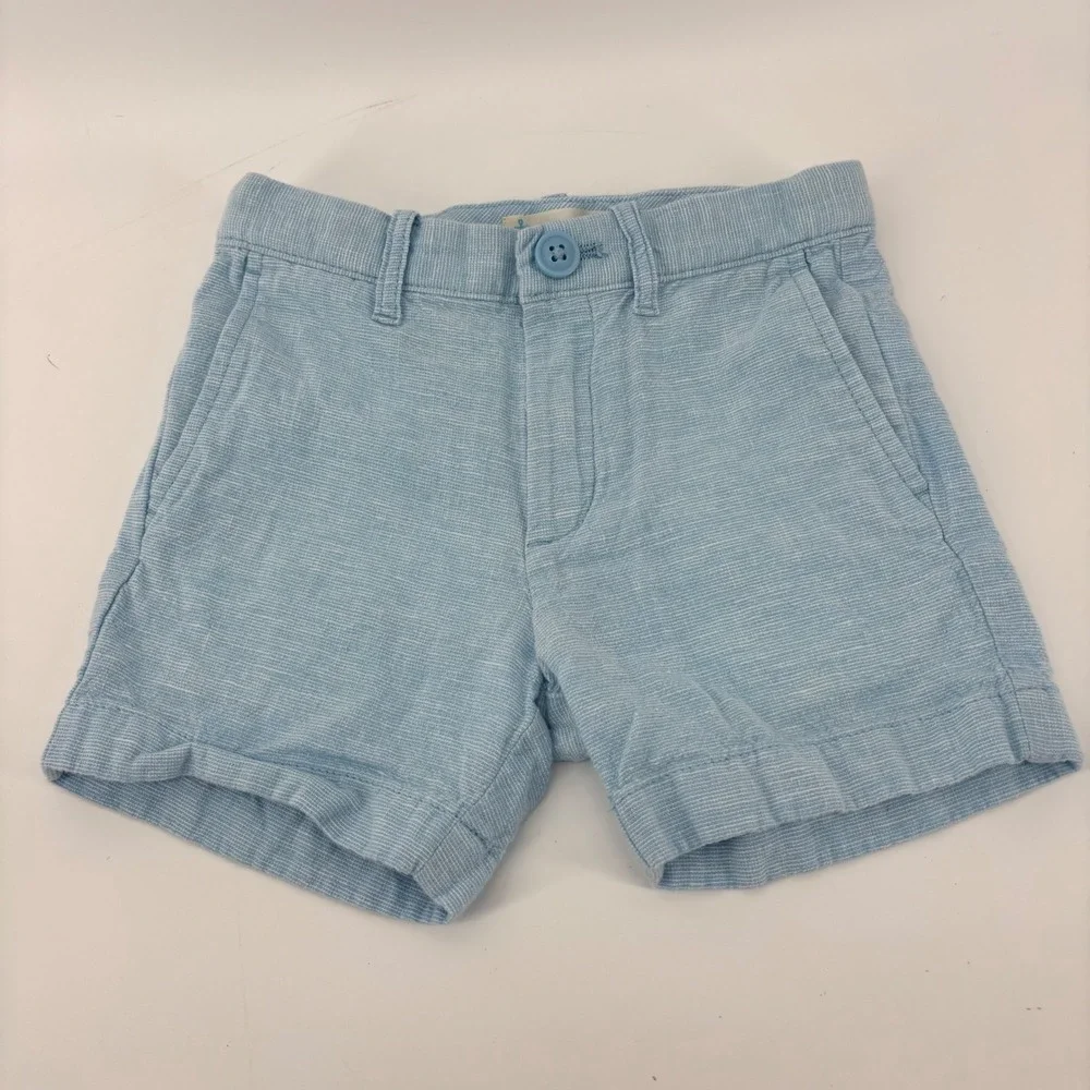 Crewcuts Boys Light Blue Linen Cotton Blend Chino Shorts Size 2 Adjustable Waist